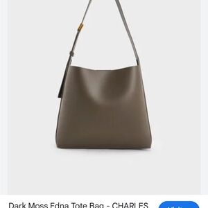 Charles & Keith Moss Green Structured Shoulder Tote NWT